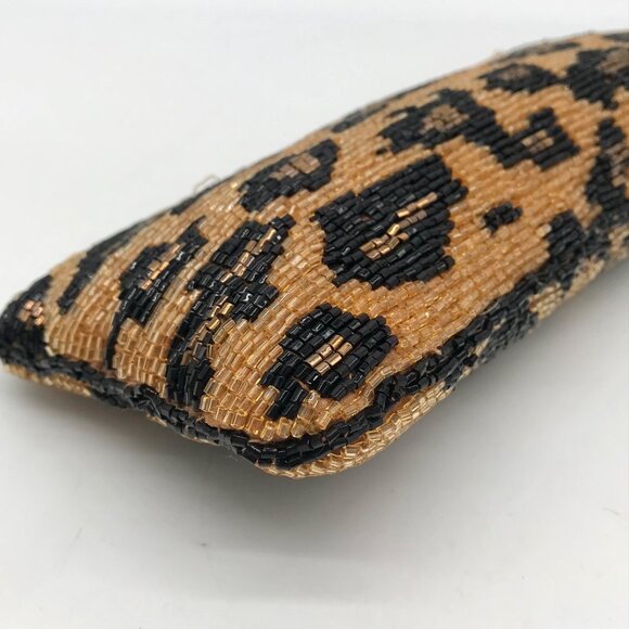 Neiman Marcus Leopard Beaded Satin Clutch - Picture 7 of 10